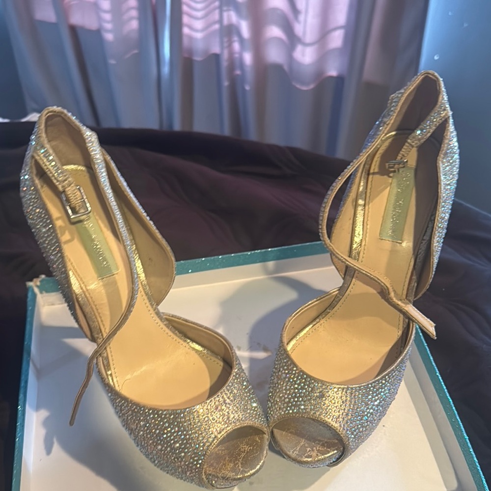 Blue by Betsey Johnson Glittering Gold Heels